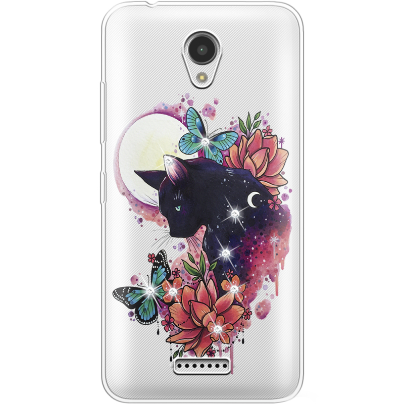 Чехол со стразами Lenovo A Plus A1010a20 Cat in Flowers