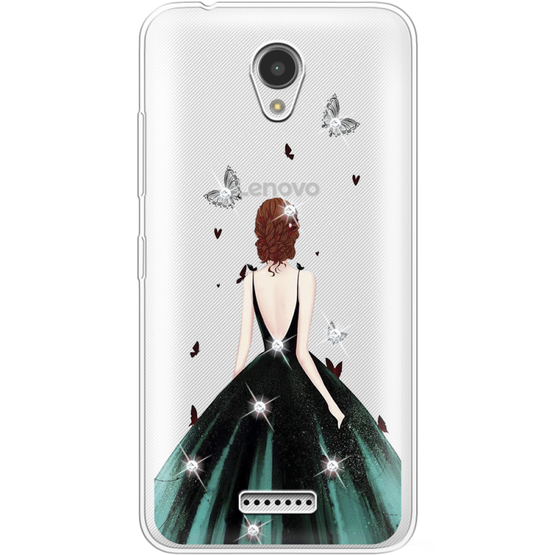 Чехол со стразами Lenovo A Plus A1010a20 Girl in the green dress