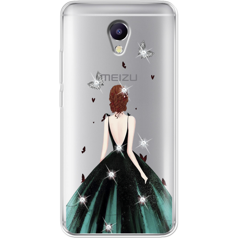 Чехол со стразами Meizu M5 Note Girl in the green dress