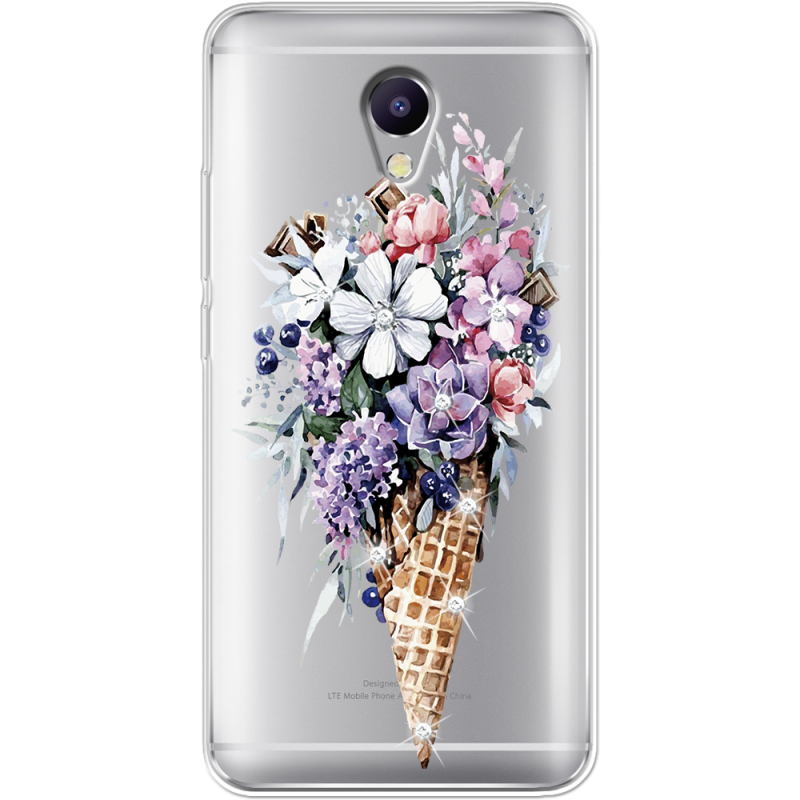 Чехол со стразами Meizu M5 Note Ice Cream Flowers