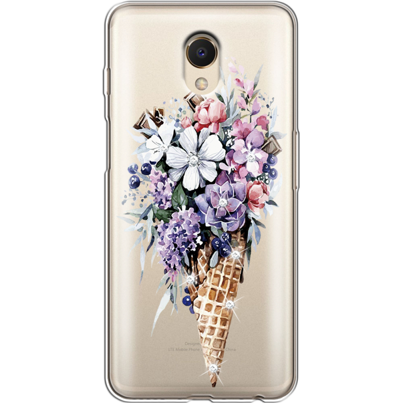 Чехол со стразами Meizu M6s Ice Cream Flowers