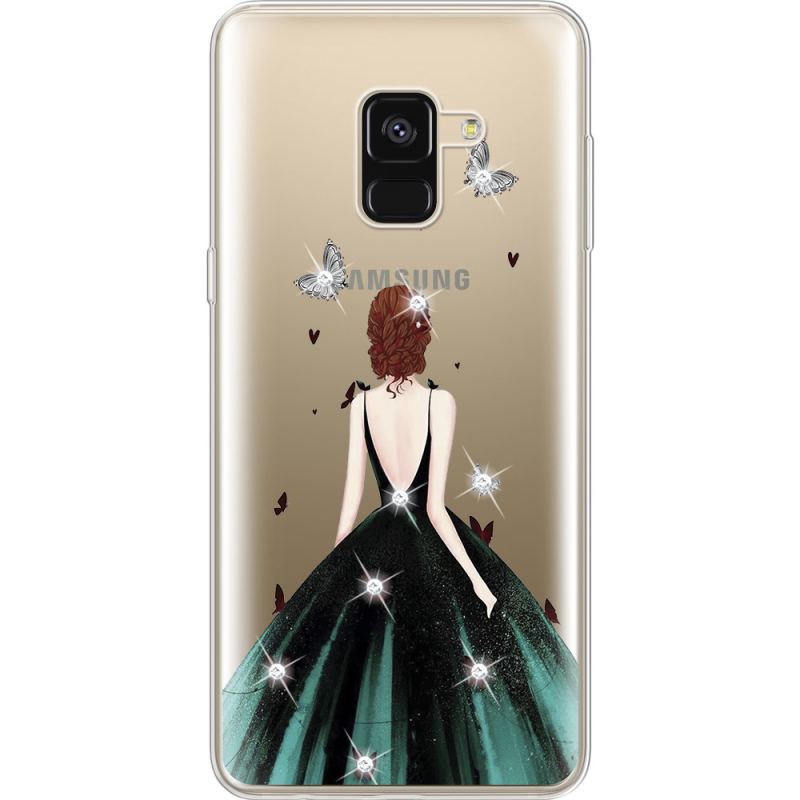 Чехол со стразами Samsung A530 Galaxy A8 (2018) Girl in the green dress