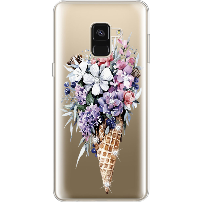 Чехол со стразами Samsung A530 Galaxy A8 (2018) Ice Cream Flowers