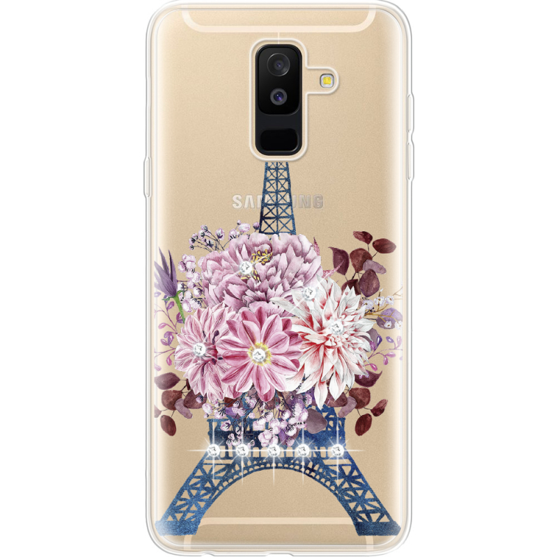 Чехол со стразами Samsung A605 Galaxy A6 Plus 2018 Eiffel Tower