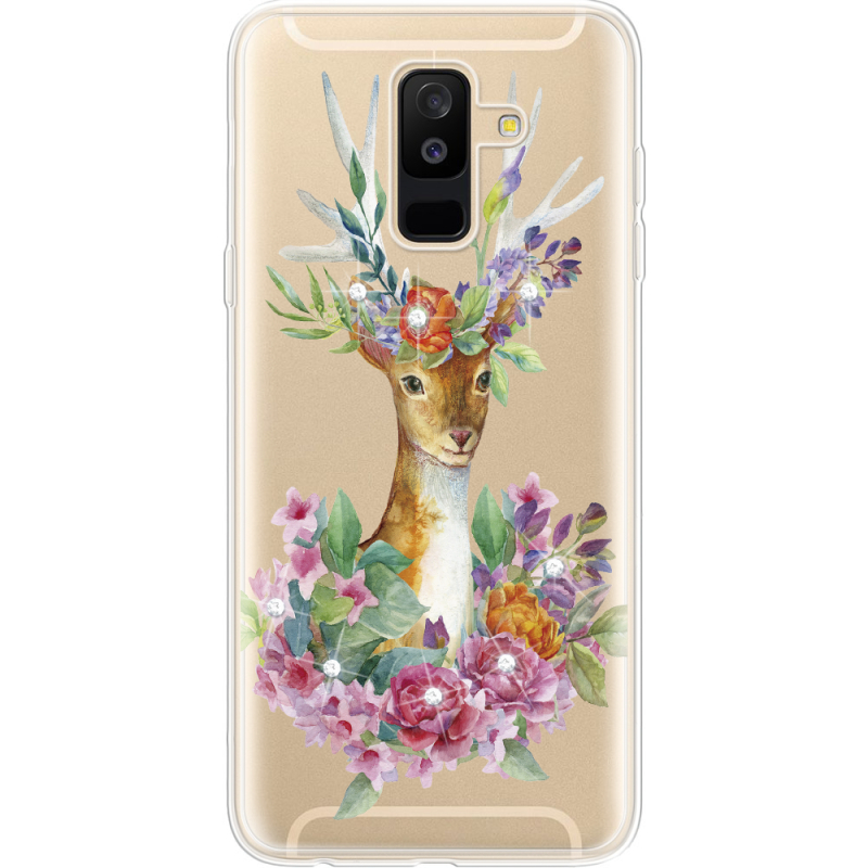 Чехол со стразами Samsung A605 Galaxy A6 Plus 2018 Deer with flowers