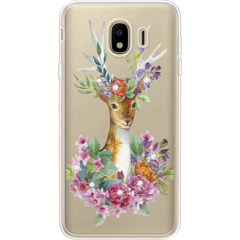 Чехол со стразами Samsung J400 Galaxy J4 2018 Deer with flowers