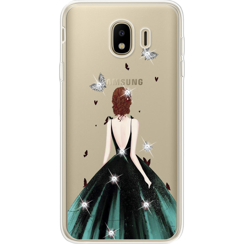 Чехол со стразами Samsung J400 Galaxy J4 2018 Girl in the green dress