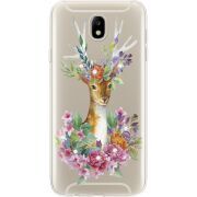 Чехол со стразами Samsung J730 Galaxy J7 2017 Deer with flowers