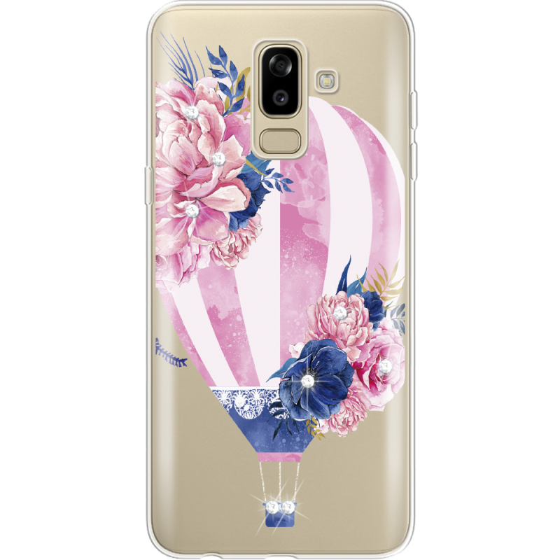 Чехол со стразами Samsung J810 Galaxy J8 2018 Pink Air Baloon