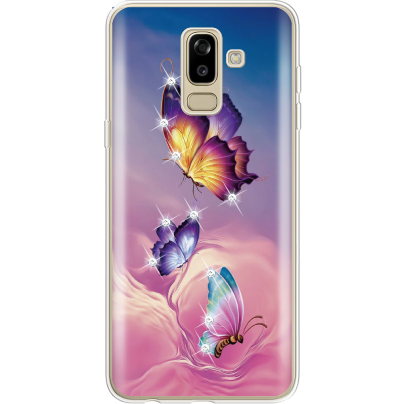 Чехол со стразами Samsung J810 Galaxy J8 2018 Butterflies
