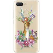 Чехол со стразами Xiaomi Redmi 6 Deer with flowers
