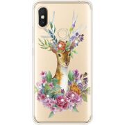 Чехол со стразами Xiaomi Redmi S2 Deer with flowers