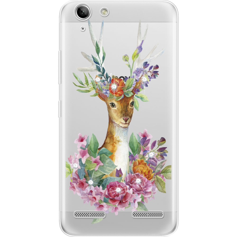 Чехол со стразами Lenovo A6020 K5 /K5 Plus Deer with flowers