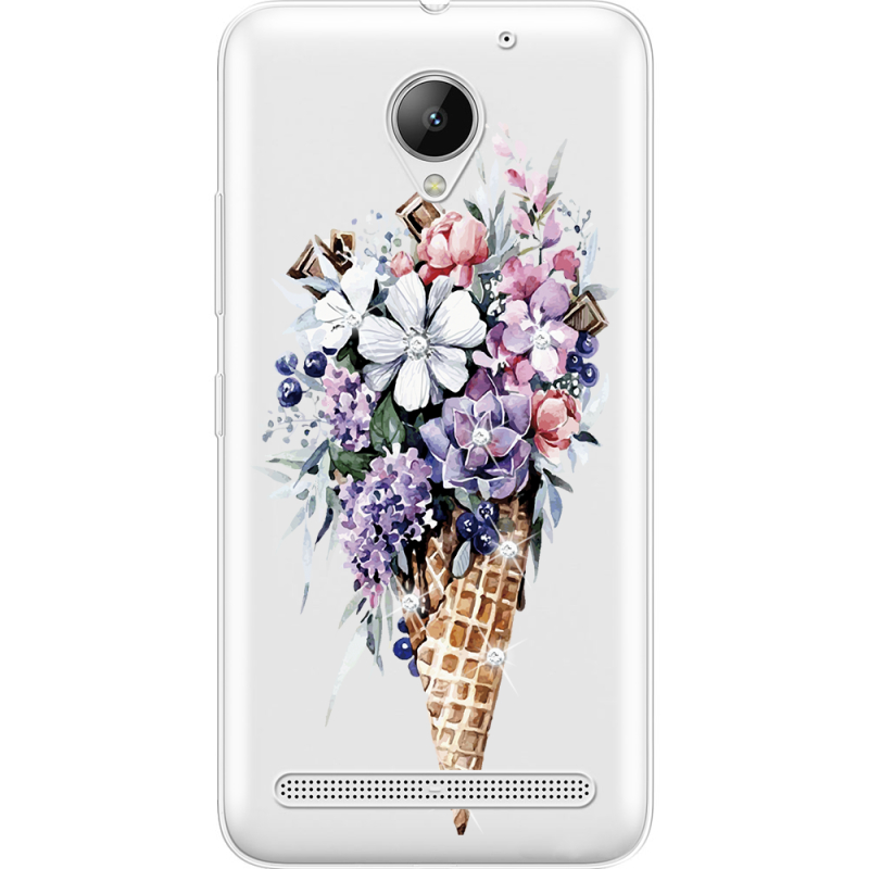 Чехол со стразами Lenovo C2 K10a40 / C2 Power Ice Cream Flowers