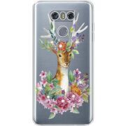 Чехол со стразами LG G6 Deer with flowers