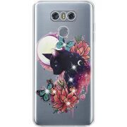 Чехол со стразами LG G6 Cat in Flowers