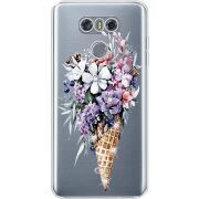Чехол со стразами LG G6 Ice Cream Flowers