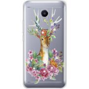 Чехол со стразами Meizu M5s Deer with flowers