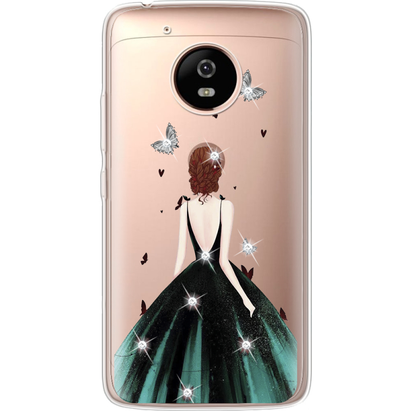 Чехол со стразами Motorola Moto G5 XT1676 Girl in the green dress