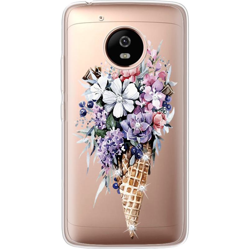 Чехол со стразами Motorola Moto G5 XT1676 Ice Cream Flowers