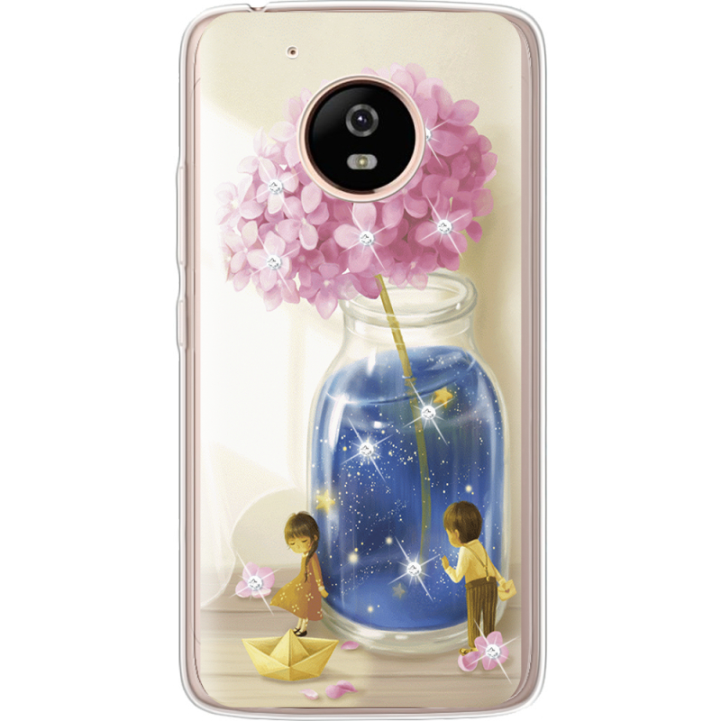 Чехол со стразами Motorola Moto G5 XT1676 Little Boy and Girl