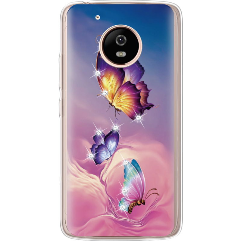 Чехол со стразами Motorola Moto G5 XT1676 Butterflies