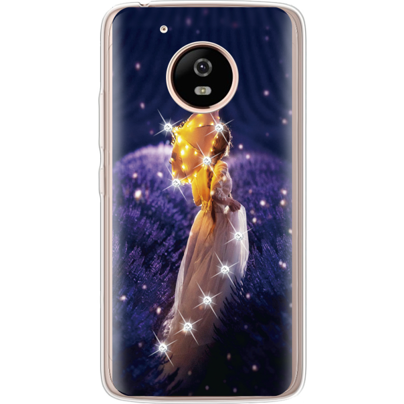 Чехол со стразами Motorola Moto G5 XT1676 Girl with Umbrella