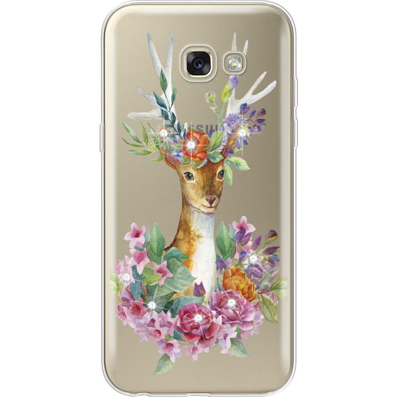 Чехол со стразами Samsung A520 Galaxy A5 2017 Deer with flowers