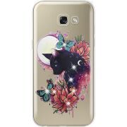 Чехол со стразами Samsung A520 Galaxy A5 2017 Cat in Flowers