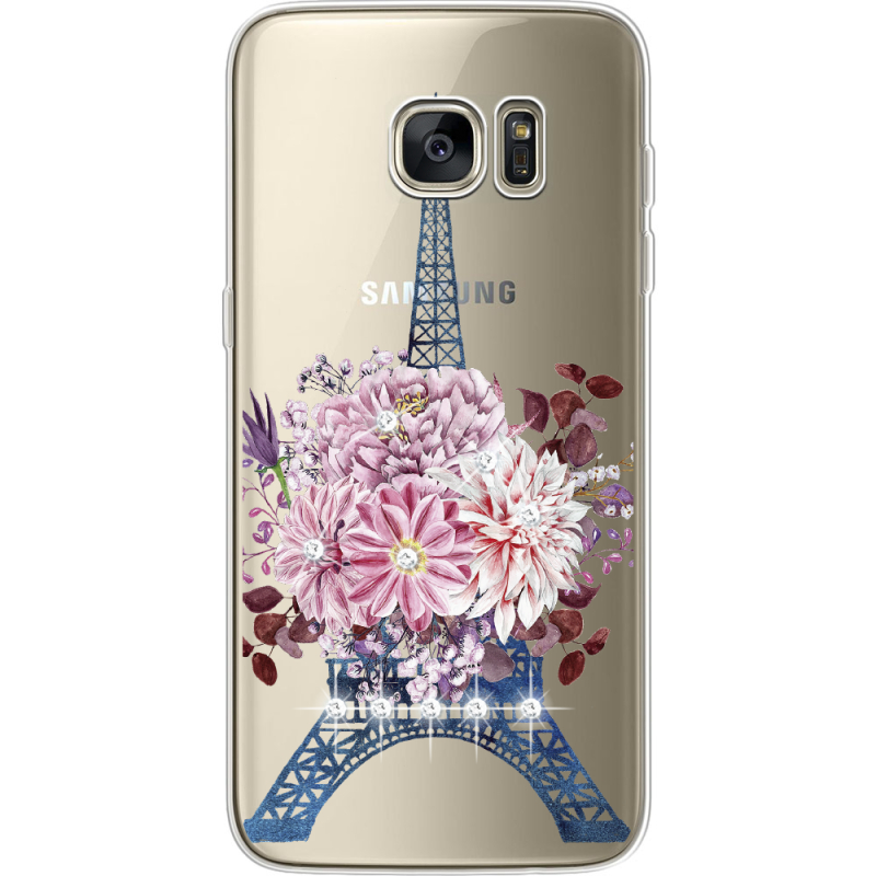Чехол со стразами Samsung G935 Galaxy S7 Edge Eiffel Tower