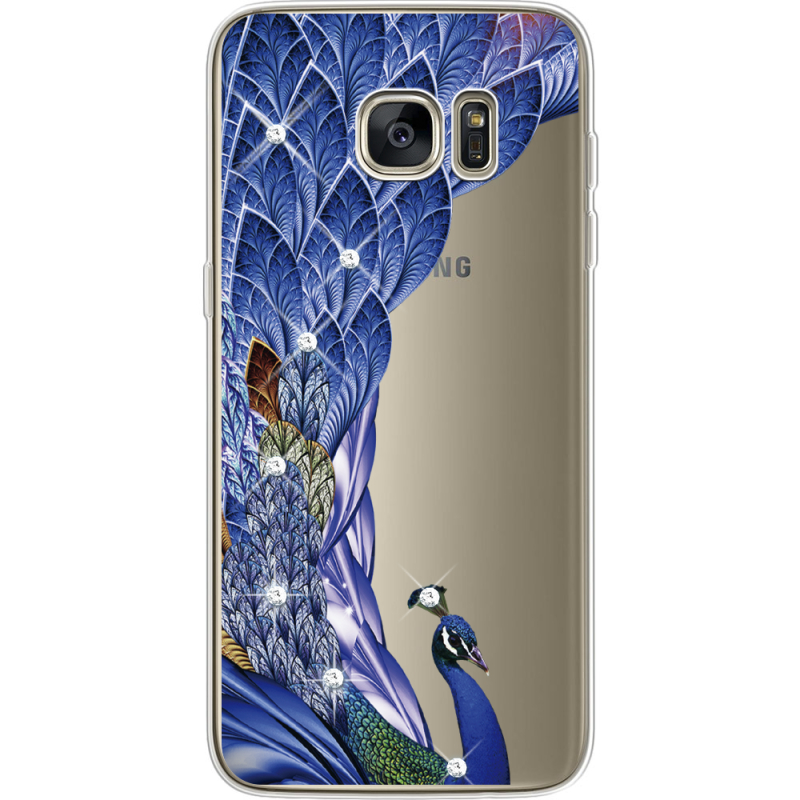 Чехол со стразами Samsung G935 Galaxy S7 Edge Peafowl