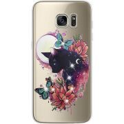 Чехол со стразами Samsung G935 Galaxy S7 Edge Cat in Flowers