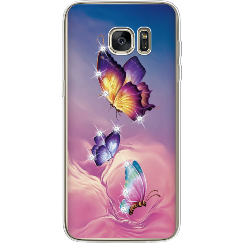 Чехол со стразами Samsung G935 Galaxy S7 Edge Butterflies