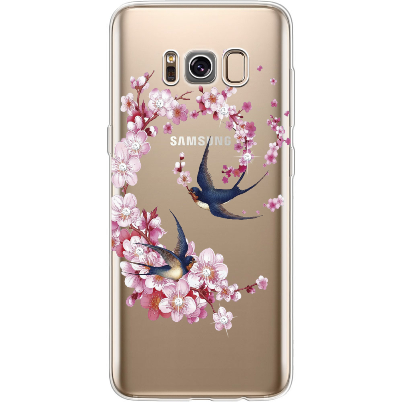 Чехол со стразами Samsung G950 Galaxy S8 Swallows and Bloom
