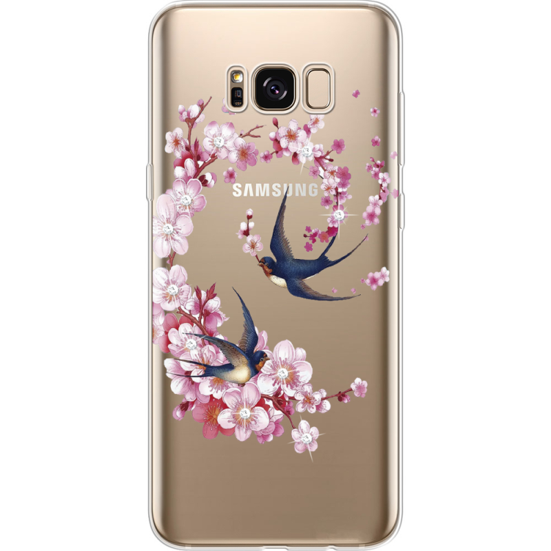 Чехол со стразами Samsung G955 Galaxy S8 Plus Swallows and Bloom
