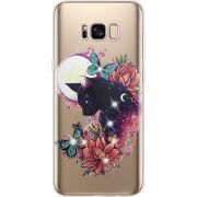 Чехол со стразами Samsung G955 Galaxy S8 Plus Cat in Flowers