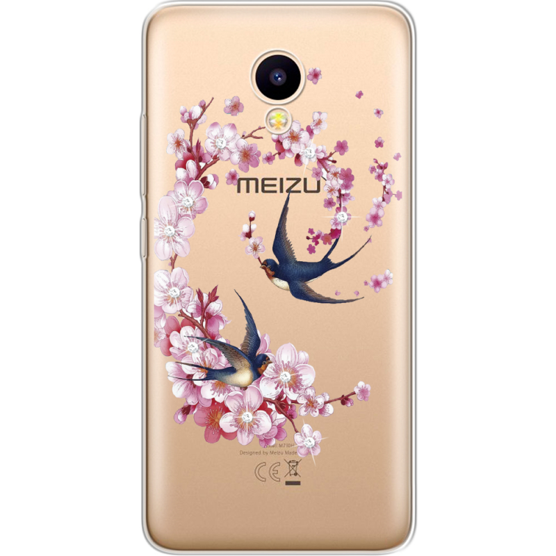 Чехол со стразами Meizu M5C Swallows and Bloom