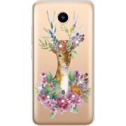 Чехол со стразами Meizu M5C Deer with flowers