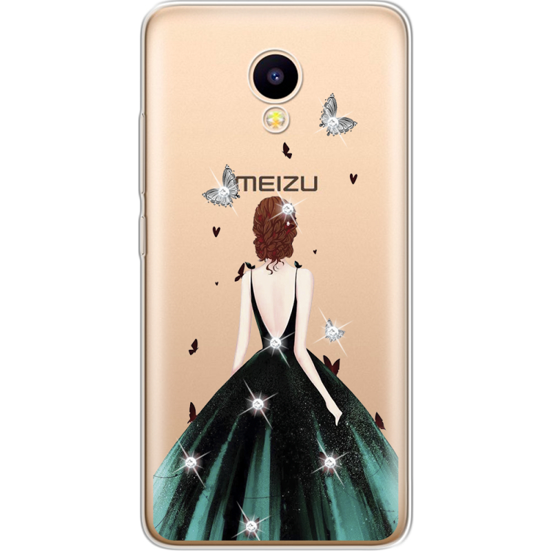 Чехол со стразами Meizu M5C Girl in the green dress