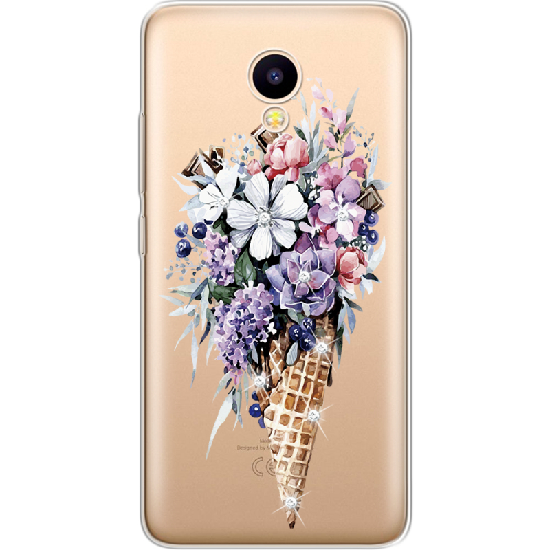 Чехол со стразами Meizu M5C Ice Cream Flowers