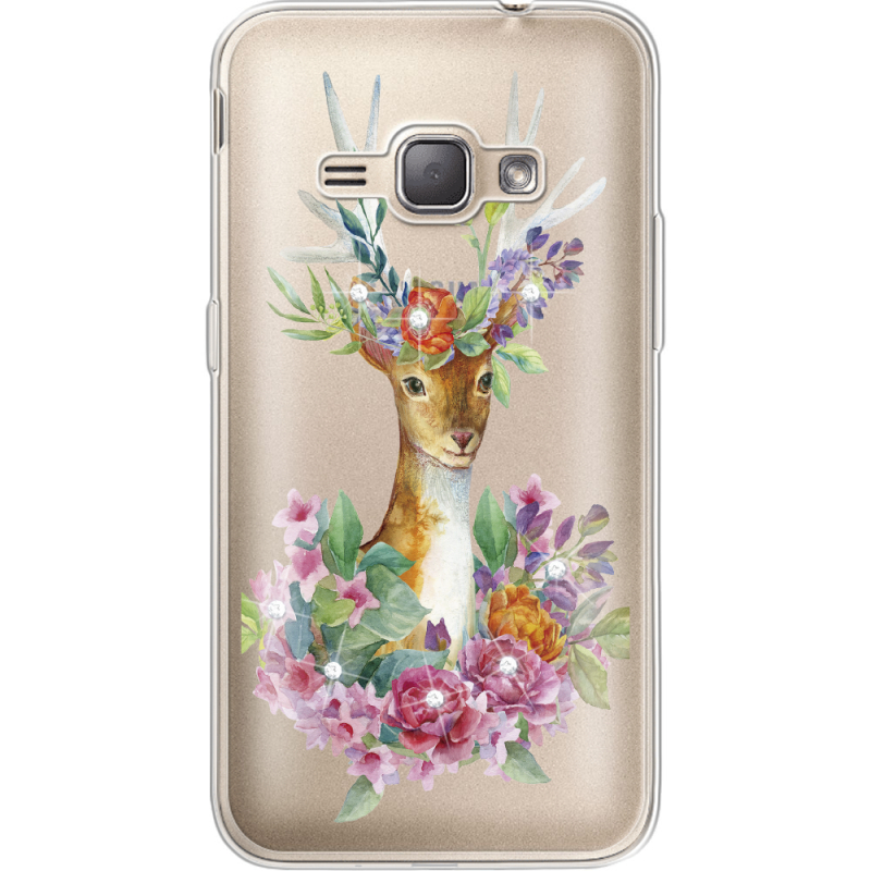 Чехол со стразами Samsung J120H Galaxy J1 2016 Deer with flowers