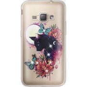 Чехол со стразами Samsung J120H Galaxy J1 2016 Cat in Flowers