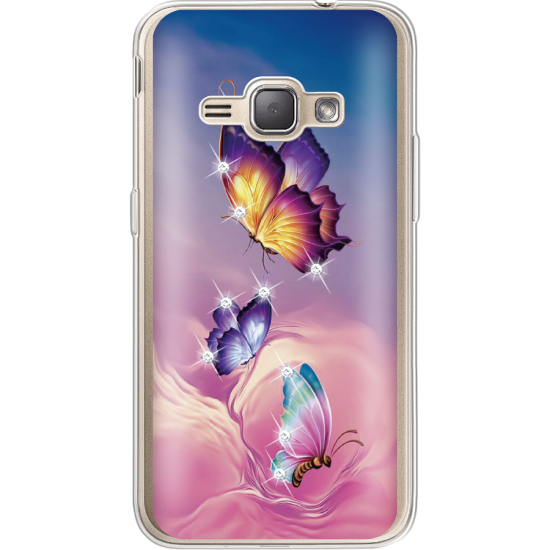 Чехол со стразами Samsung J120H Galaxy J1 2016 Butterflies