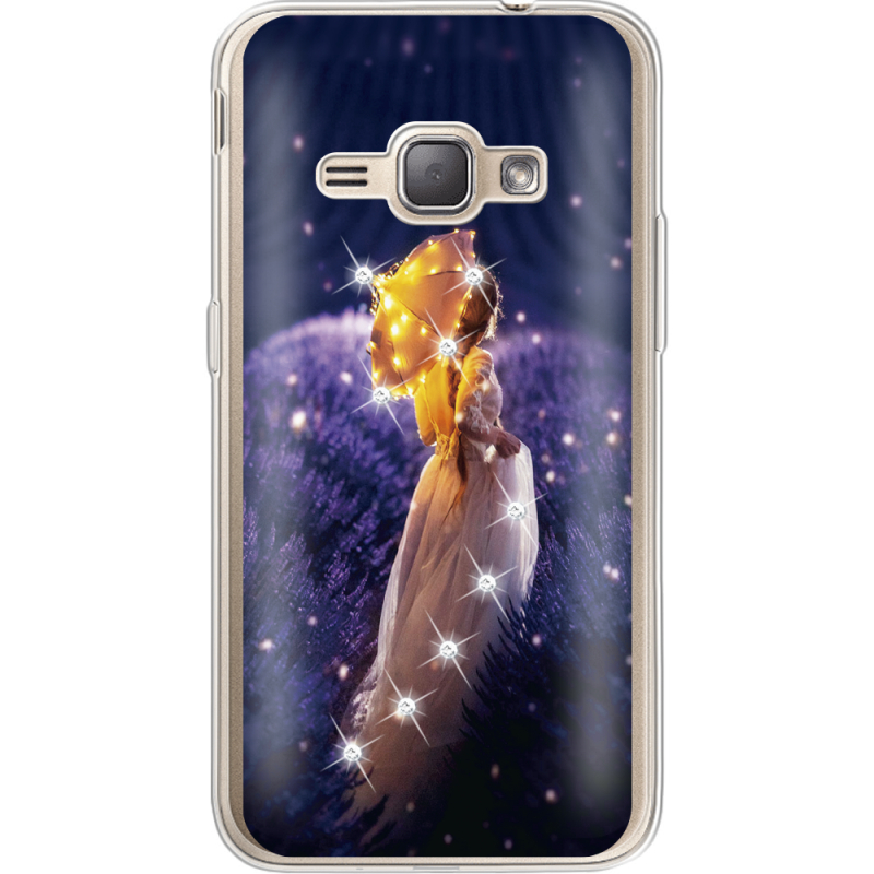 Чехол со стразами Samsung J120H Galaxy J1 2016 Girl with Umbrella