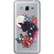 Чехол со стразами Samsung J2 Prime G532F Cat in Flowers