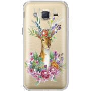 Чехол со стразами Samsung J200H Galaxy J2 Deer with flowers