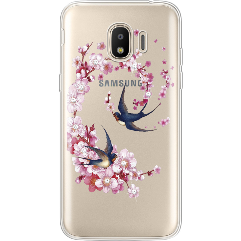Чехол со стразами Samsung J250 Galaxy J2 (2018) Swallows and Bloom