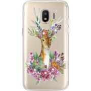 Чехол со стразами Samsung J250 Galaxy J2 (2018) Deer with flowers