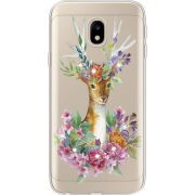 Чехол со стразами Samsung J330 Galaxy J3 2017 Deer with flowers