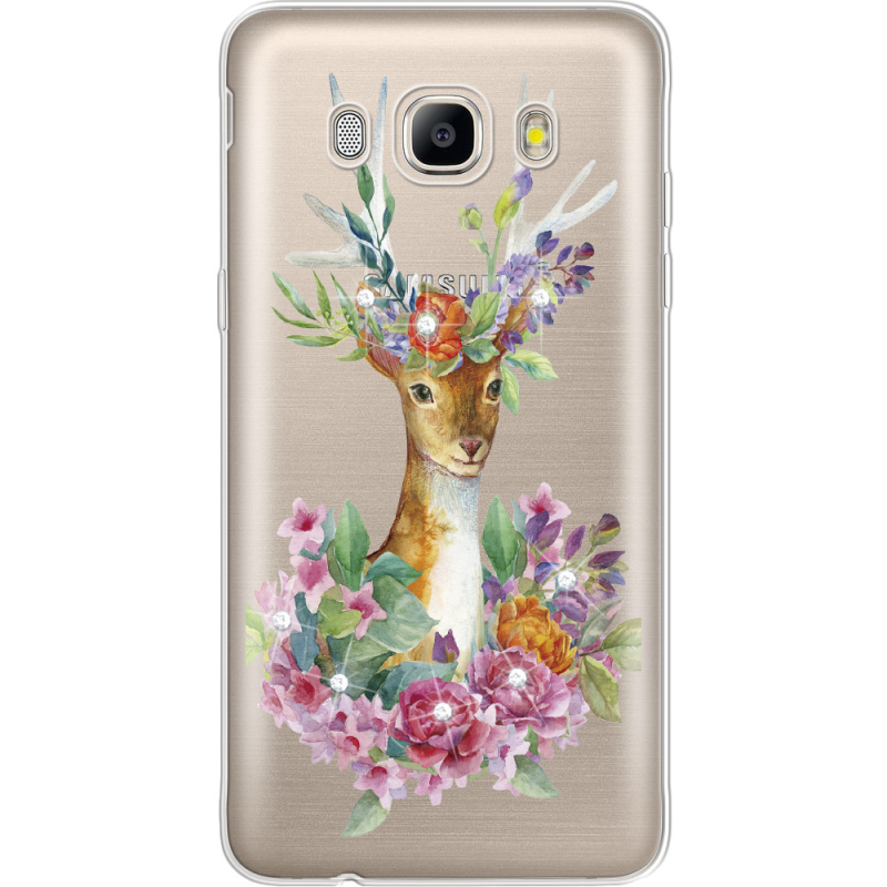 Чехол со стразами Samsung J710 Galaxy J7 2016 Deer with flowers